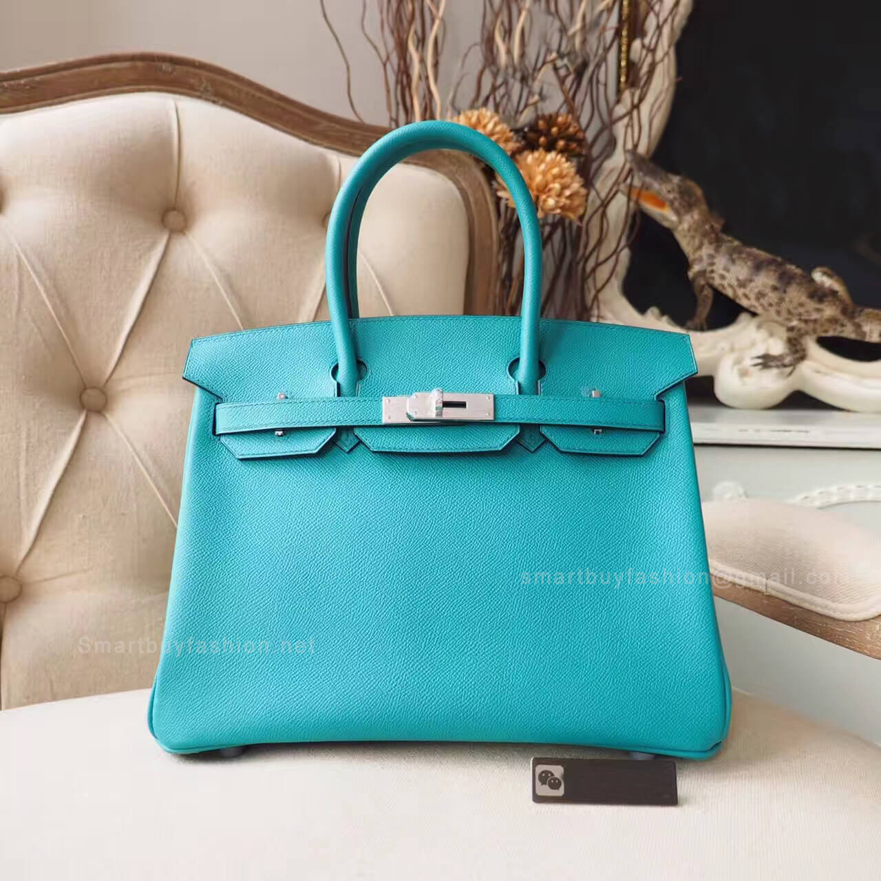 Hermes Birkin 30 Handbag in 7f Blue Paon Epsom PHW